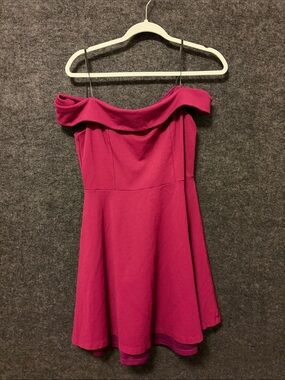 Lulu's One-Shoulder Fuchsia Skater Dress